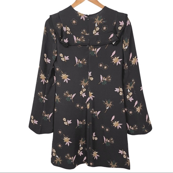 A.L.C. Annaleigh Silk Dark Floral Ruffled Yoke Dress - Picture 2 of 12